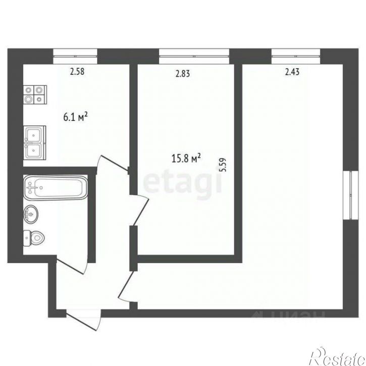 2-комн квартира Парковая улица, 24,  д. 24