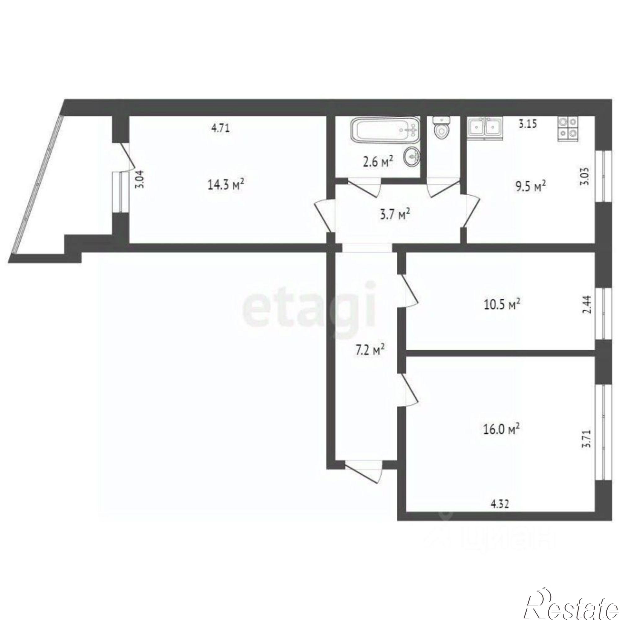 Купить квартиру за 5 600 000 рублей на Любецкая улица, 43