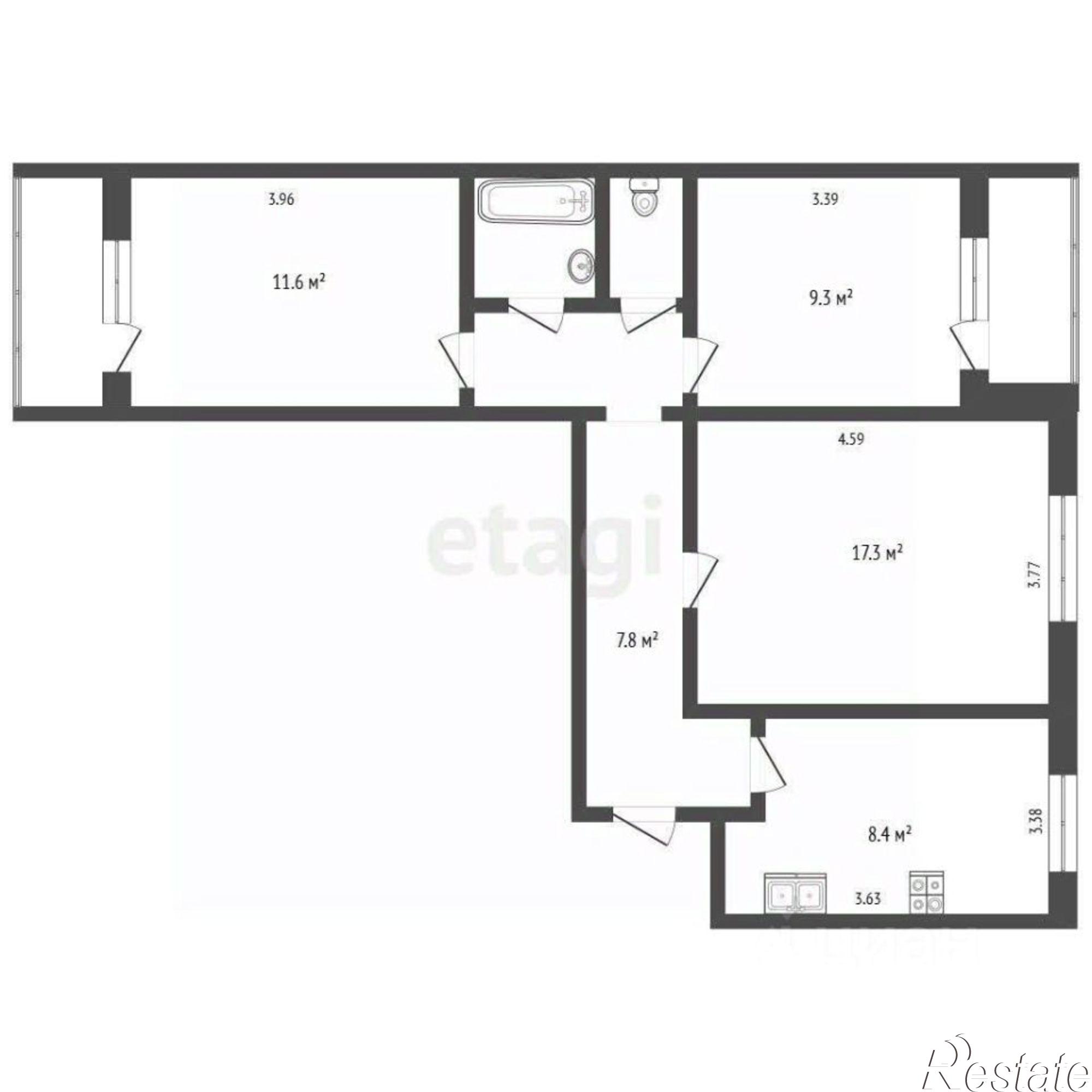 Купить квартиру за 4 300 000 рублей на улица Моченкова, 14
