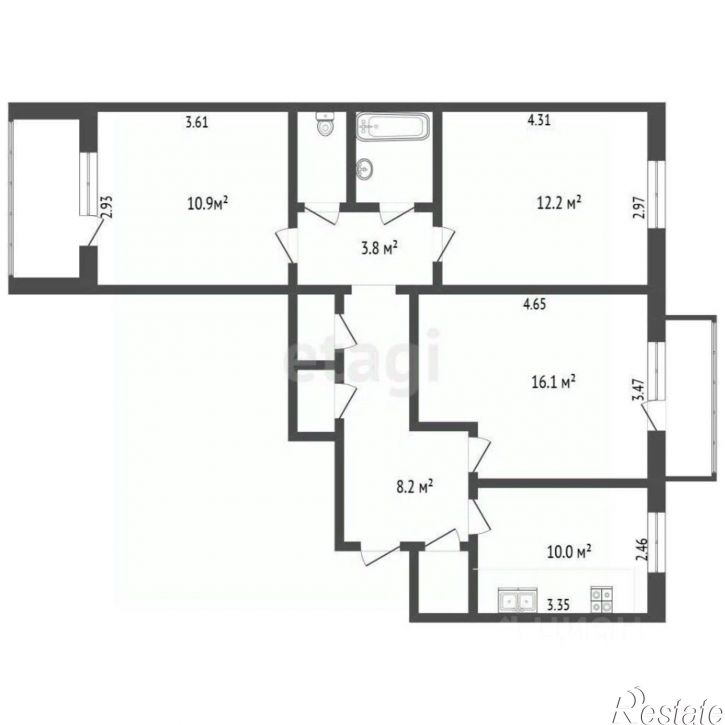 3-комн квартира Первомайская улица, 22,  д. 22