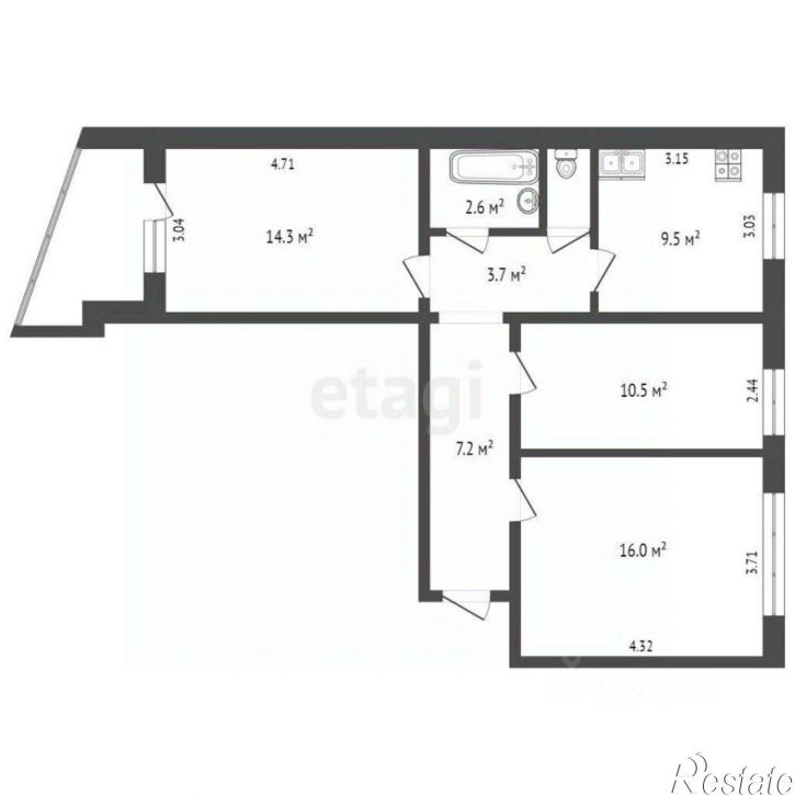 3-комн квартира Любецкая улица, 43,  д. 43