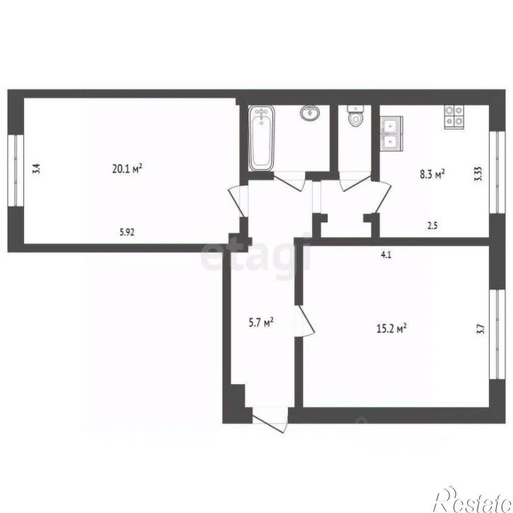 2-комн квартира улица Металлургов, 35,  д. 35