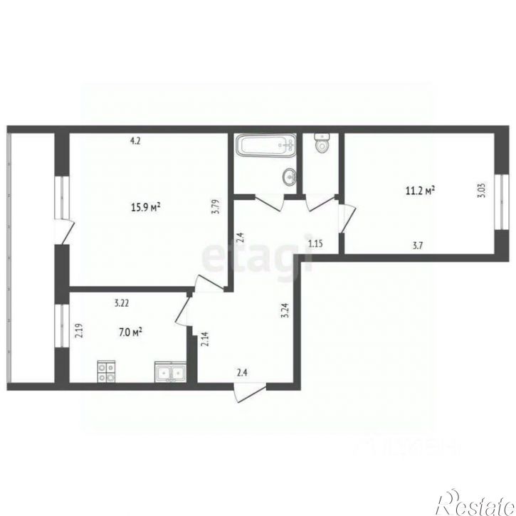 2-комн квартира Олимпийская улица, 63А,  д. 63А