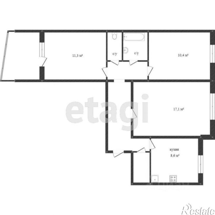 3-комн квартира улица Годовикова, 24,  д. 24