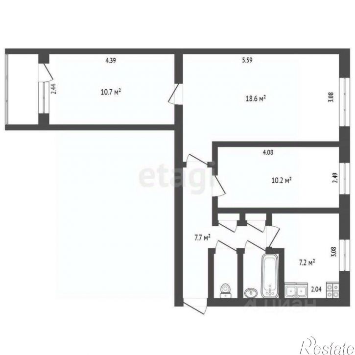 3-комн квартира