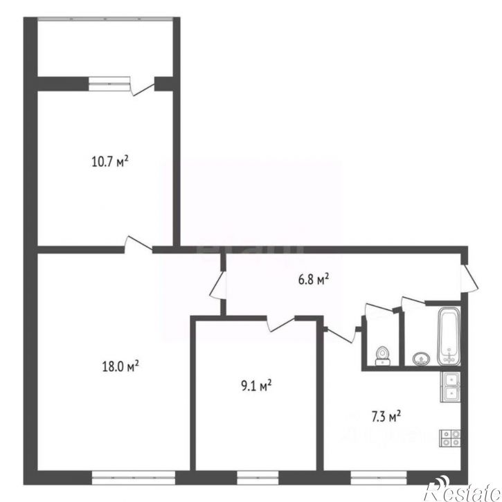 3-комн квартира Олимпийская улица, 3,  д. 3
