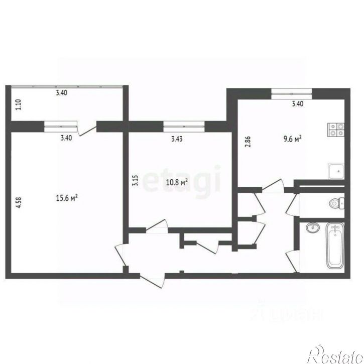 2-комн квартира Октябрьский проспект, 45,  д. 45