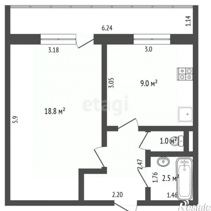 1-комн квартира