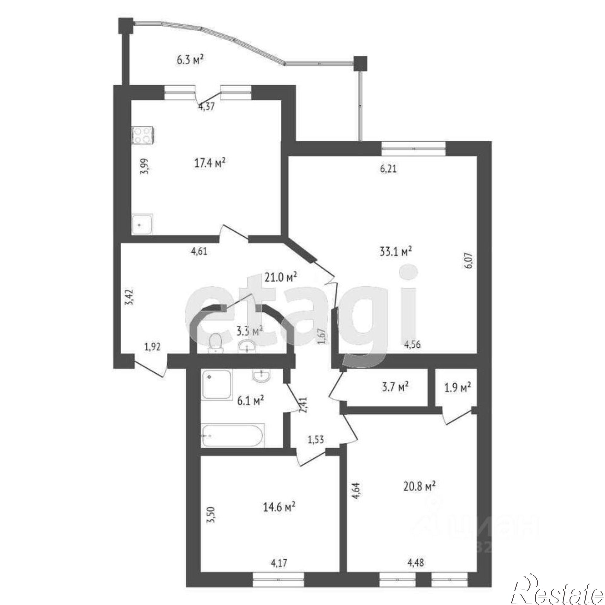 Купить квартиру за 12 200 000 рублей на улица Батюшкова, 5