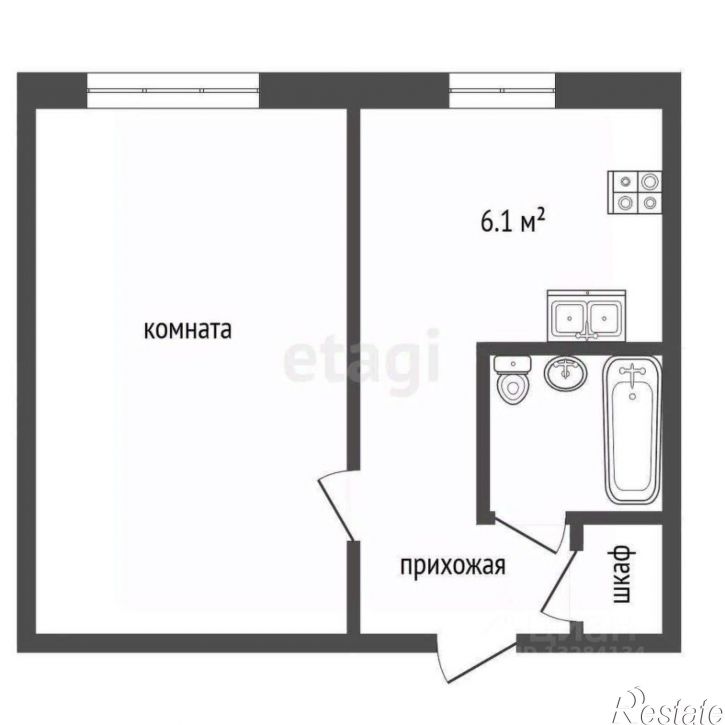 1-комн квартира ул Вологодская, 36,  д. 36