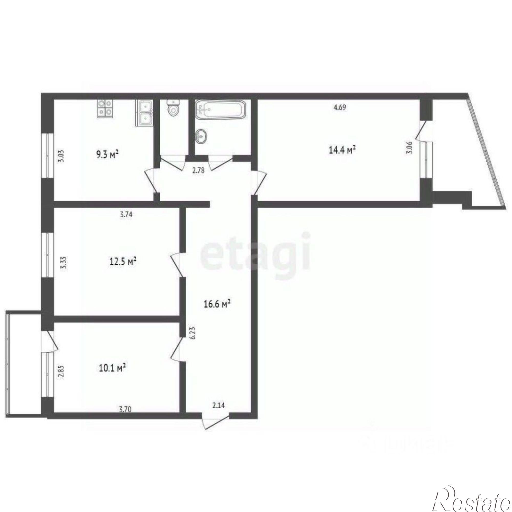 Купить квартиру за 4 700 000 рублей на улица П.Окинина, 12