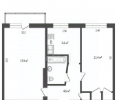 2-комн, 44кв м, этаж 5/5 улица Космонавта Беляева, 6