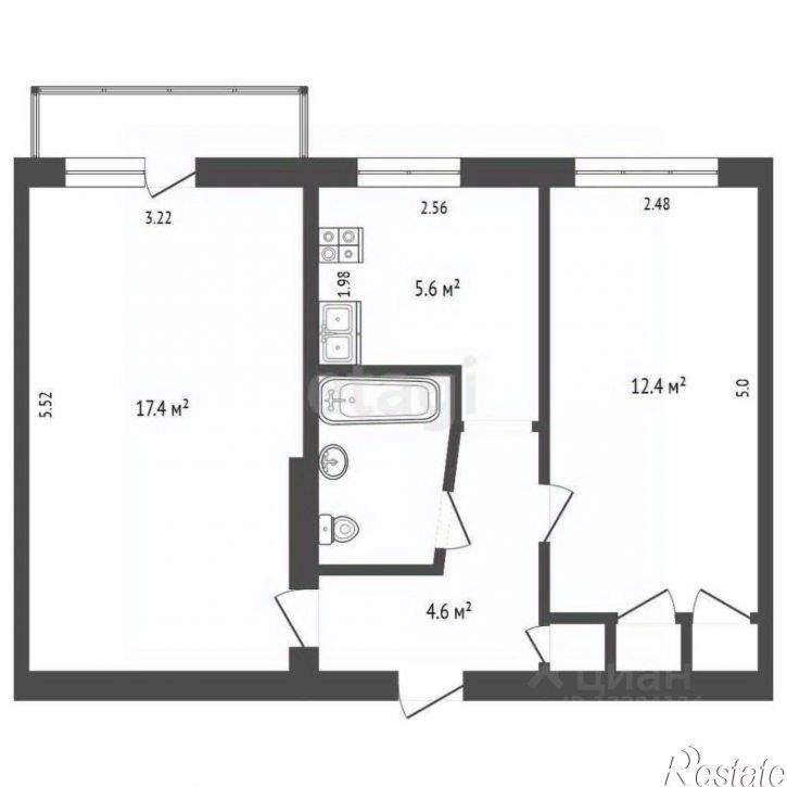 2-комн квартира улица Космонавта Беляева, 6,  д. 6