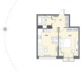 1-комн, 45кв м, этаж 15/16 Октябрьский проспект, 96