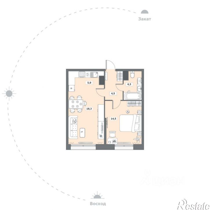 1-комн квартира в новом доме Октябрьский проспект, 96,  д. 96