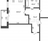 2-комн, 68кв м, этаж 2/10 Городецкая улица, 4