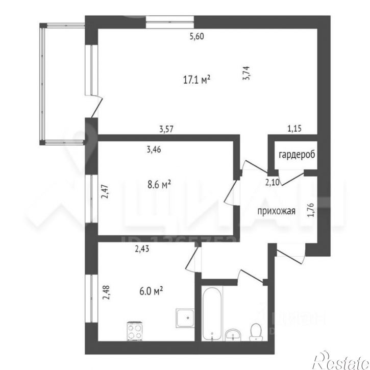 2-комн квартира улица Чкалова, 14,  д. 14