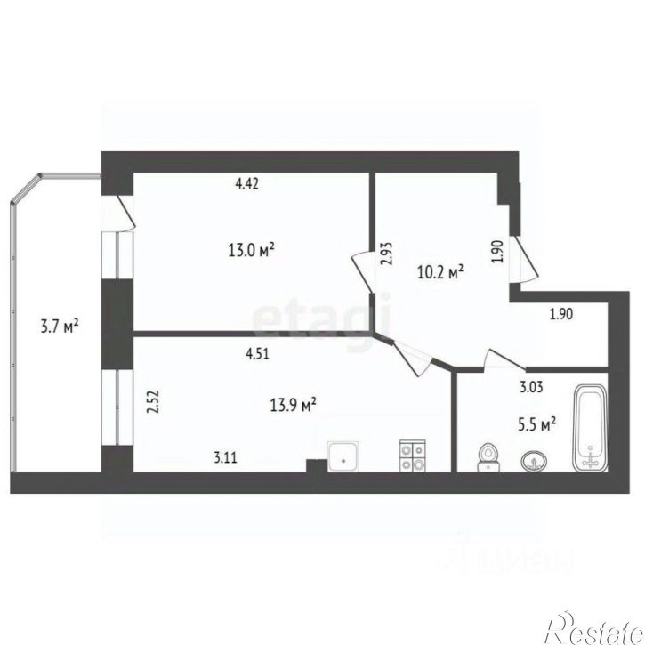 1-комн квартира улица Краснодонцев, 35А,  д. 35А