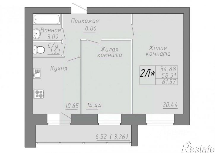 2-комн квартира в новом доме Любецкая улица, 25,  д. 25