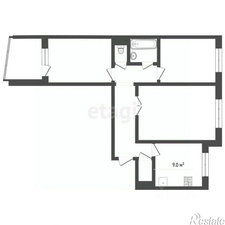 3-комн квартира Ленинградская улица, 22,  д. 22