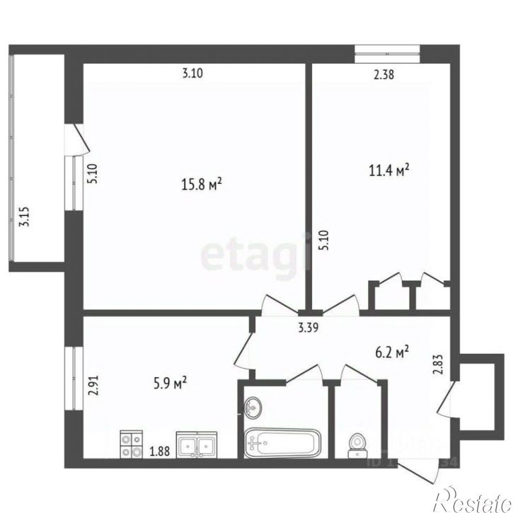 2-комн квартира пр-кт Победы, 15,  д. 15