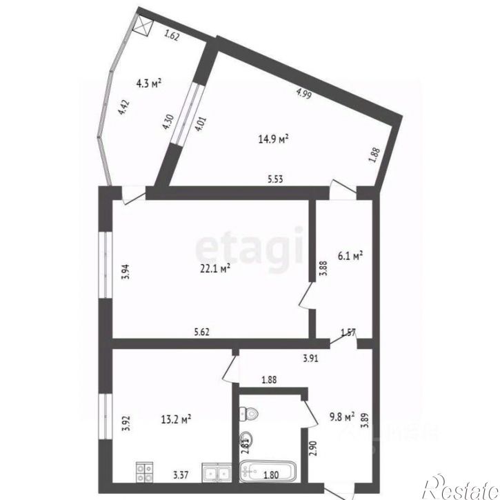 2-комн квартира Шекснинский пр-кт, 25,  д. 25