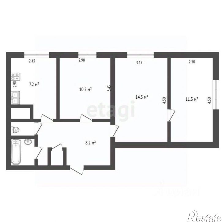 3-комн квартира ул Архангельская, 38,  д. 38