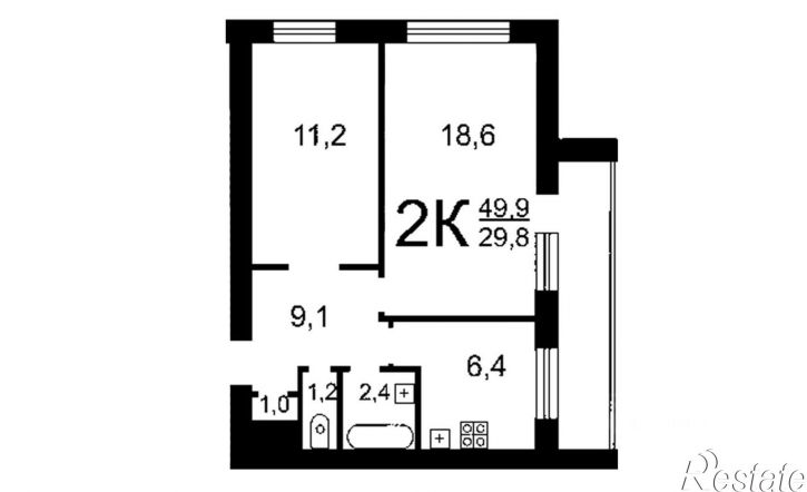 2-комн квартира ул Ленинградская, 4,  д. 4