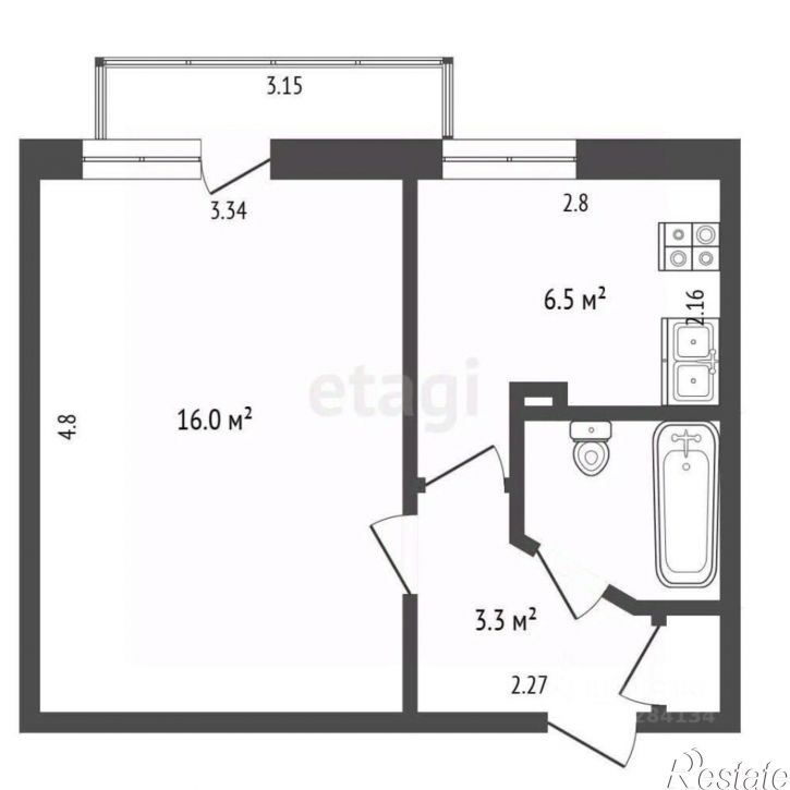 1-комн квартира ул Бардина, 13,  д. 13