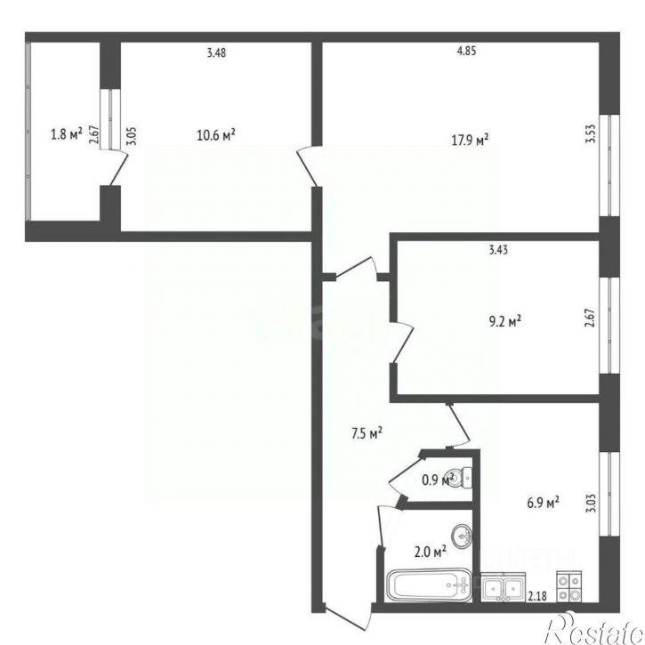 3-комн квартира пр-кт Луначарского, 52,  д. 52