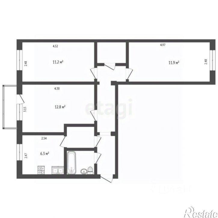 3-комн квартира пр-кт Строителей, 20,  д. 20