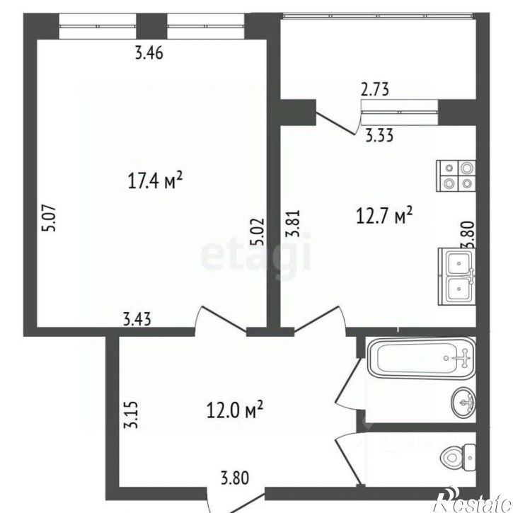 1-комн квартира улица Годовикова, 19А,  д. 19А