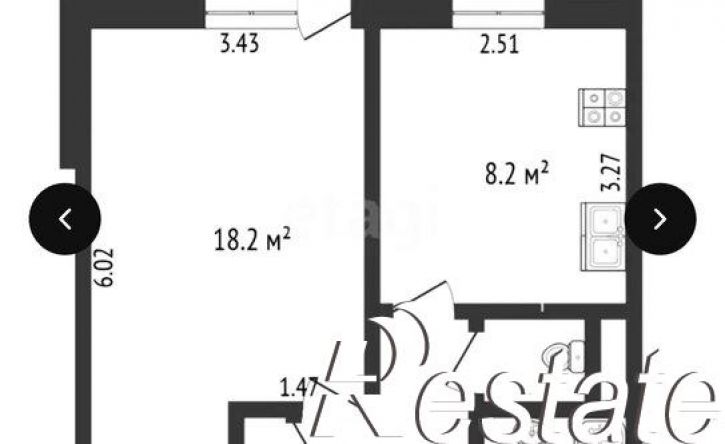 1-комн квартира Набережная улица, 39,  д. 39